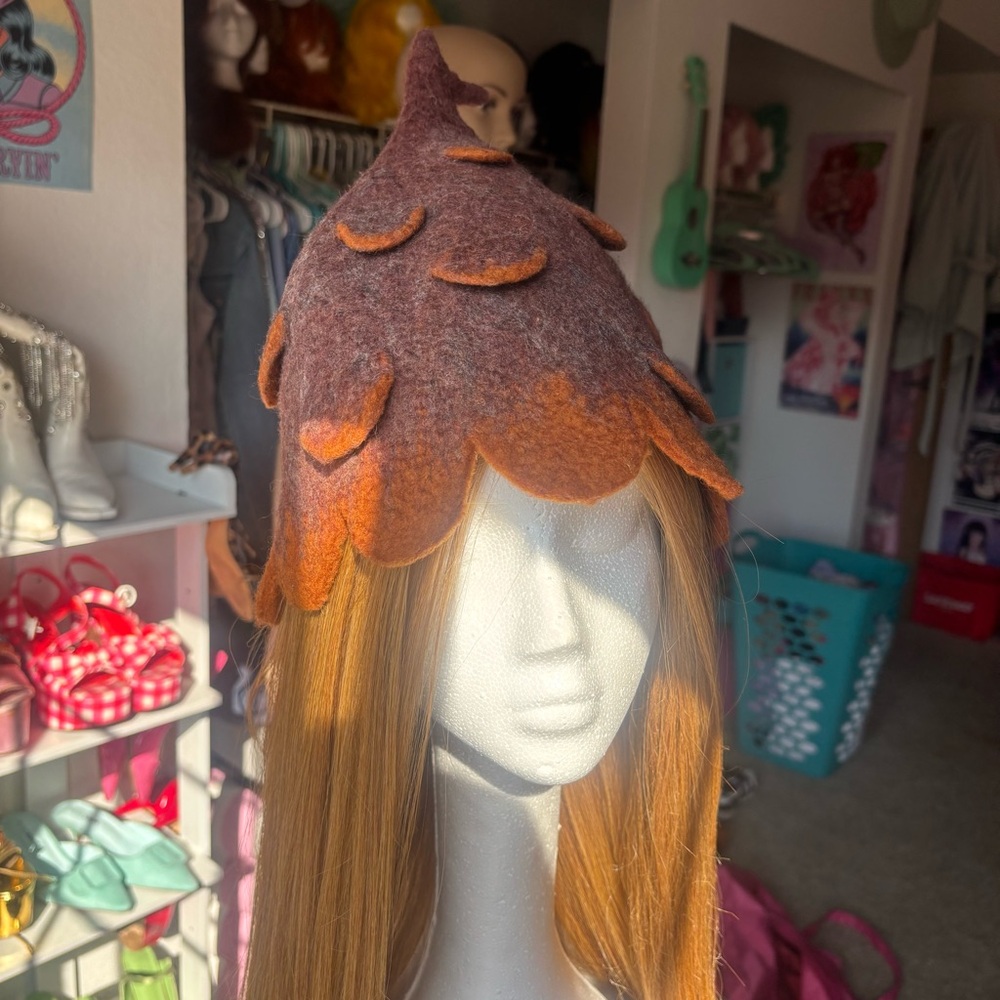 Brown and Orange Acorn Hat